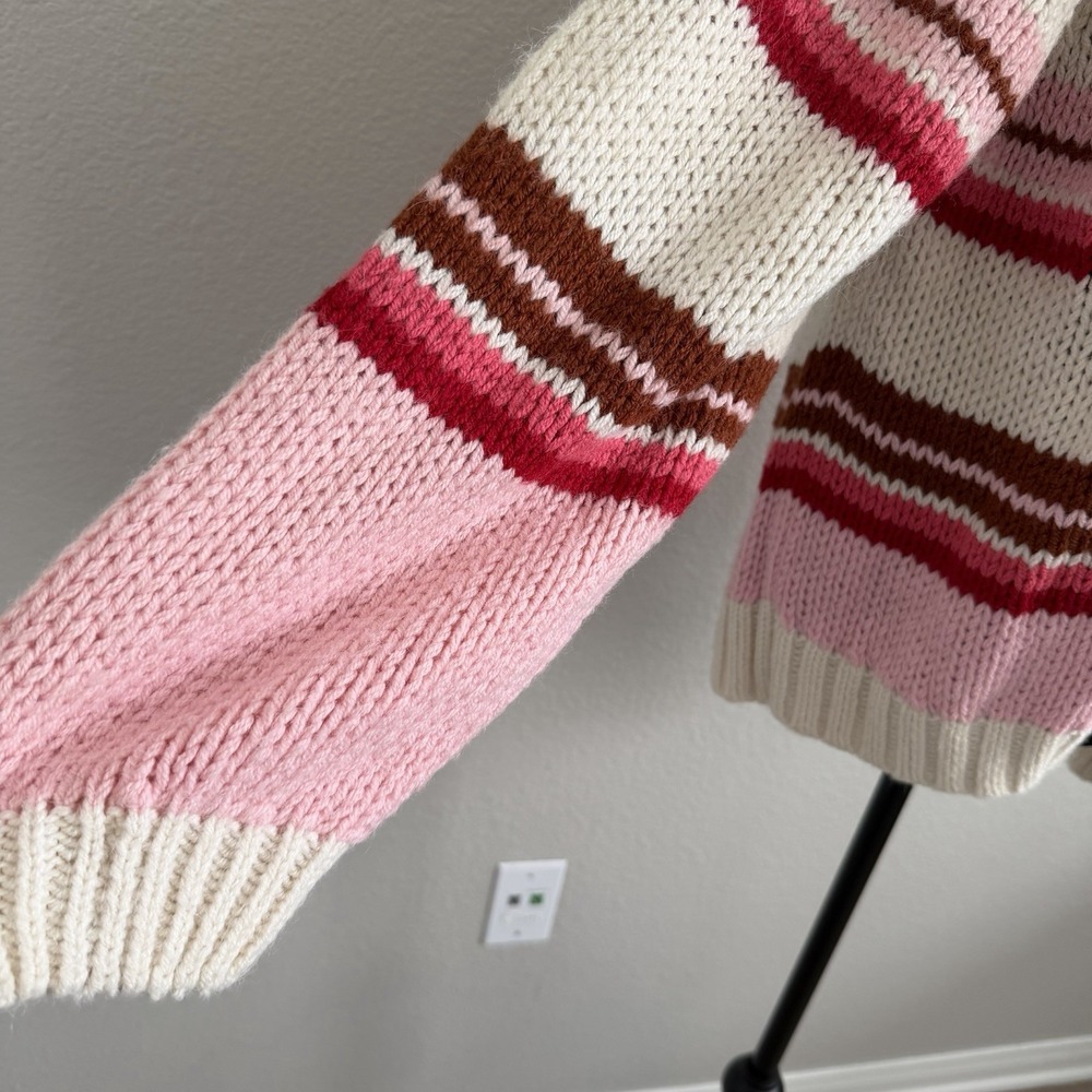 XíRENA Striped Cardigan XS Chunky Knit Boho Oversized Open Front Alpaca Blend - Picture 8 of 12